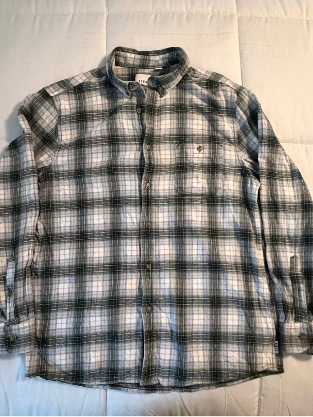 Men's Casual Button-Down Plaid Shirt - Green/White